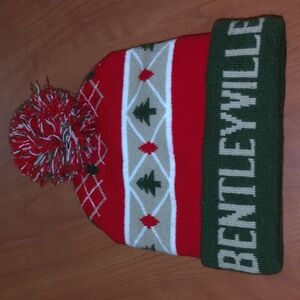 Bentleyville‎ Winter Pom Beanie Christmas Tree Green Red Holiday Souvenir